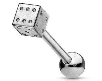 Stainless Steel Dice Tongue Barbell