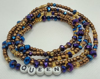 Stretchy Waistbead and Queen anklet set