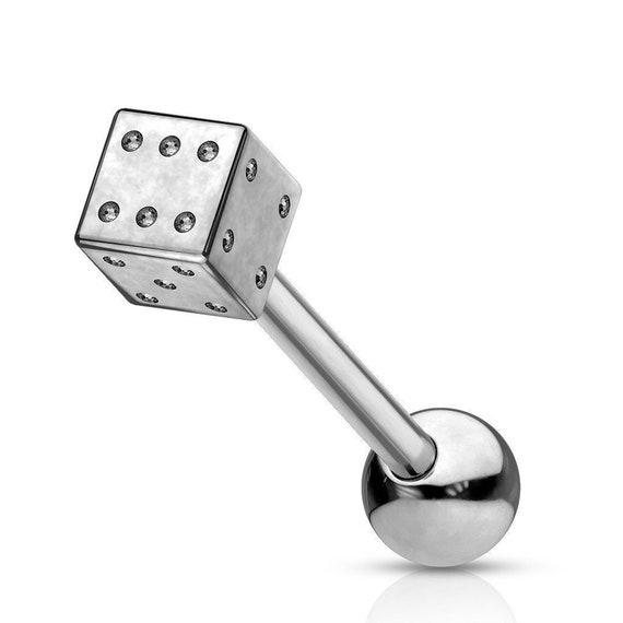 Stainless Steel Dice Tongue Barbell Etsy