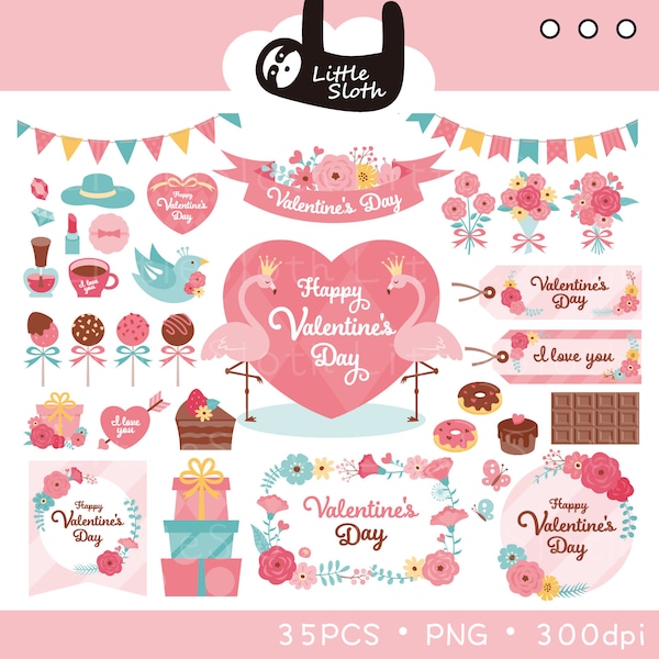 Valentine Clipart -Dessert clipart,Valentines day,romantic clipart - Cute Cliparts,Instant Download, PNG files, Personal Use, Commercial Use