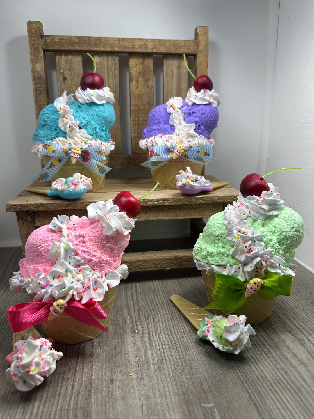 Fake Ice Cream Sundae Bowl, Tiered Tray Summer Decor - Etsy