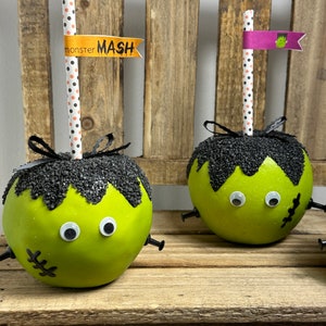 Fake Frankenstein Apple, Fake Halloween Apple, Halloween Decor, Halloween Party, Tiered Tray Decor