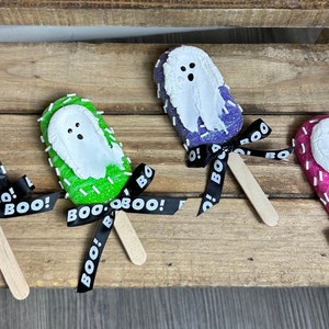 Faux Ghost Cake Pops, Halloween Decor, Tiered Tray Decor, Ghost Decor