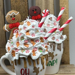 Fake Gingerbread Oh Snap Drink, Holiday Fake Drink, Gingerbread Decor, Gingerbread Tiered Tray Decor, Mini Mug Decor, Coffee Bar Decor