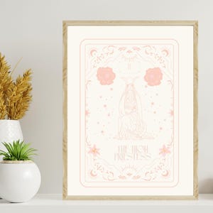 Impresión de la carta del Tarot La Suma Sacerdotisa / Póster de la carta del Tarot / Hermosa ilustración floral de la carta del Tarot / Carta del Tarot descargable / Mágico