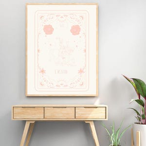 Tod Tarot Kartendruck | Süßes Minor Major Arcana Poster | Blumen Tarot Karte Wand Kunst | Schöne Tarot-Illustration | Gifteful Tarot-Wand-Kunst |