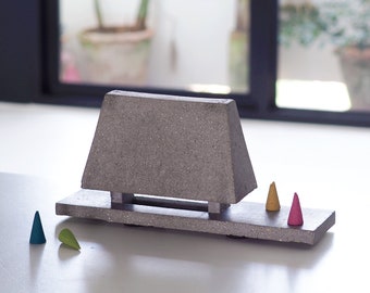 Abstract Architectural Sculpture “incense temple burner L2”, concrete table top sculpture, brutalist art, artistic decor, unique home decor