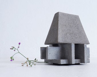 Abstract Architectural Sculpture “incense temple burner N2”, concrete table top sculpture, brutalist art, artistic decor, unique home decor