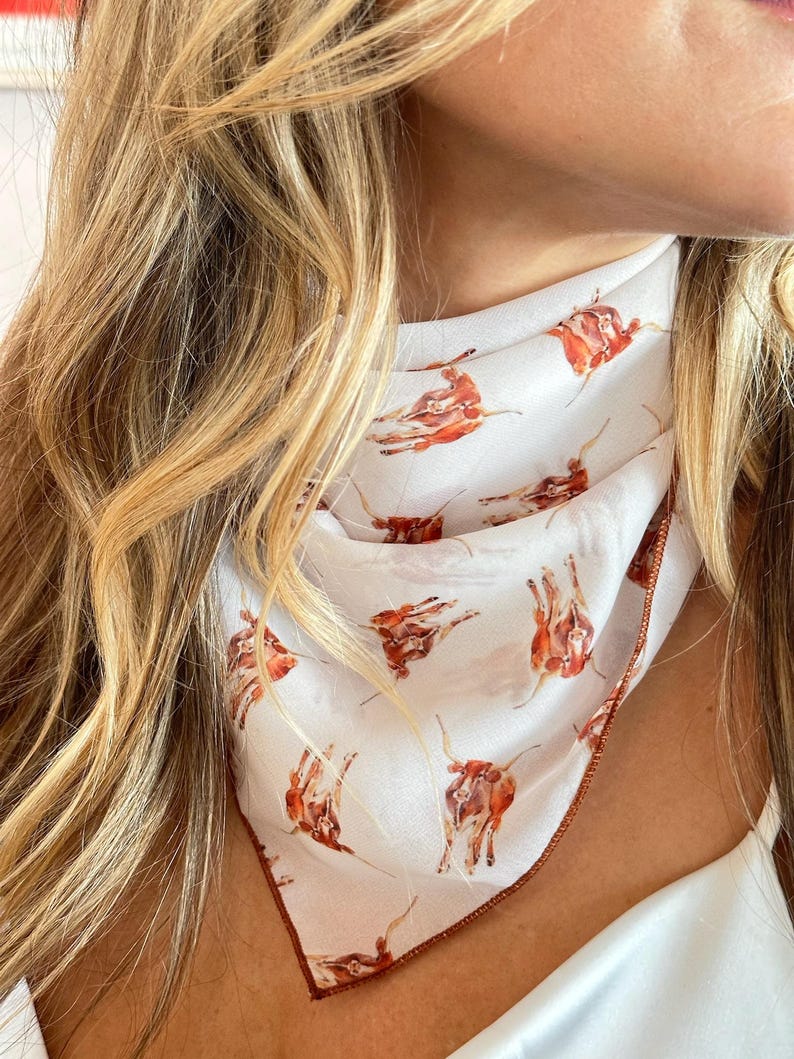 Texas Longhorn Chiffon Scarf | 20" Square Scarf image 5