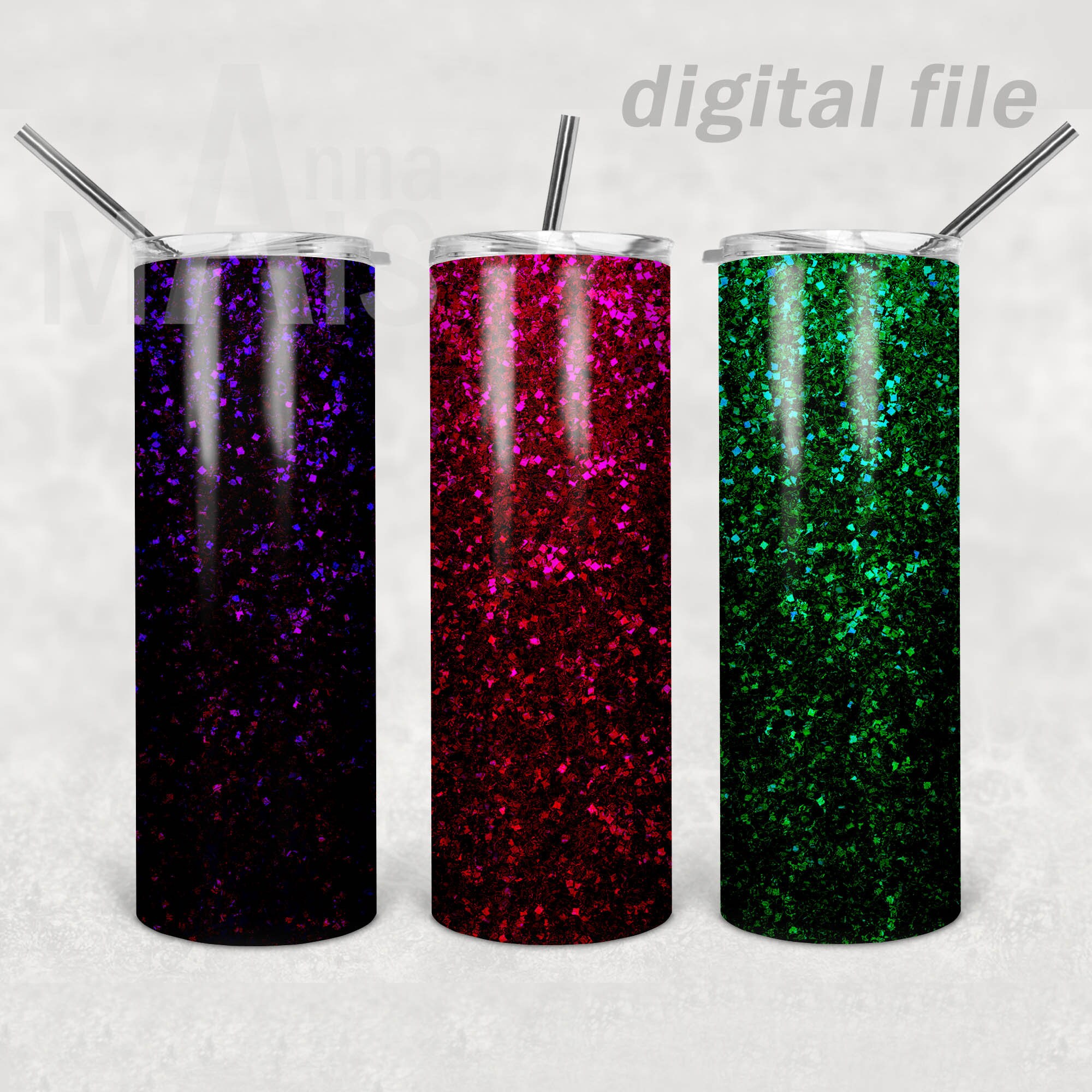 Ombre glitter sublimation tumbler wrap template bundle Tumbler Etsy