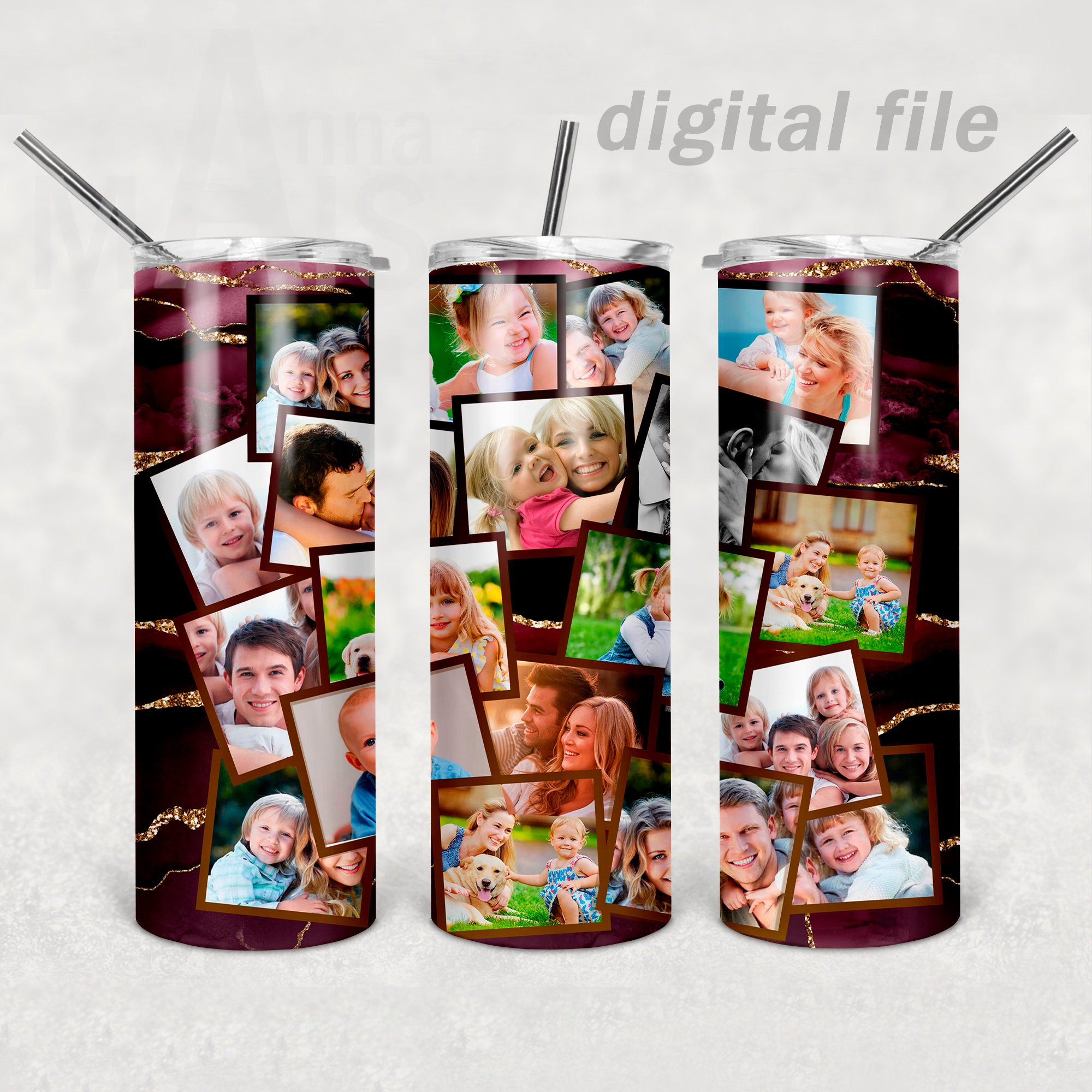 20 Oz tumbler template with photo collage Sublimation tumbler Etsy