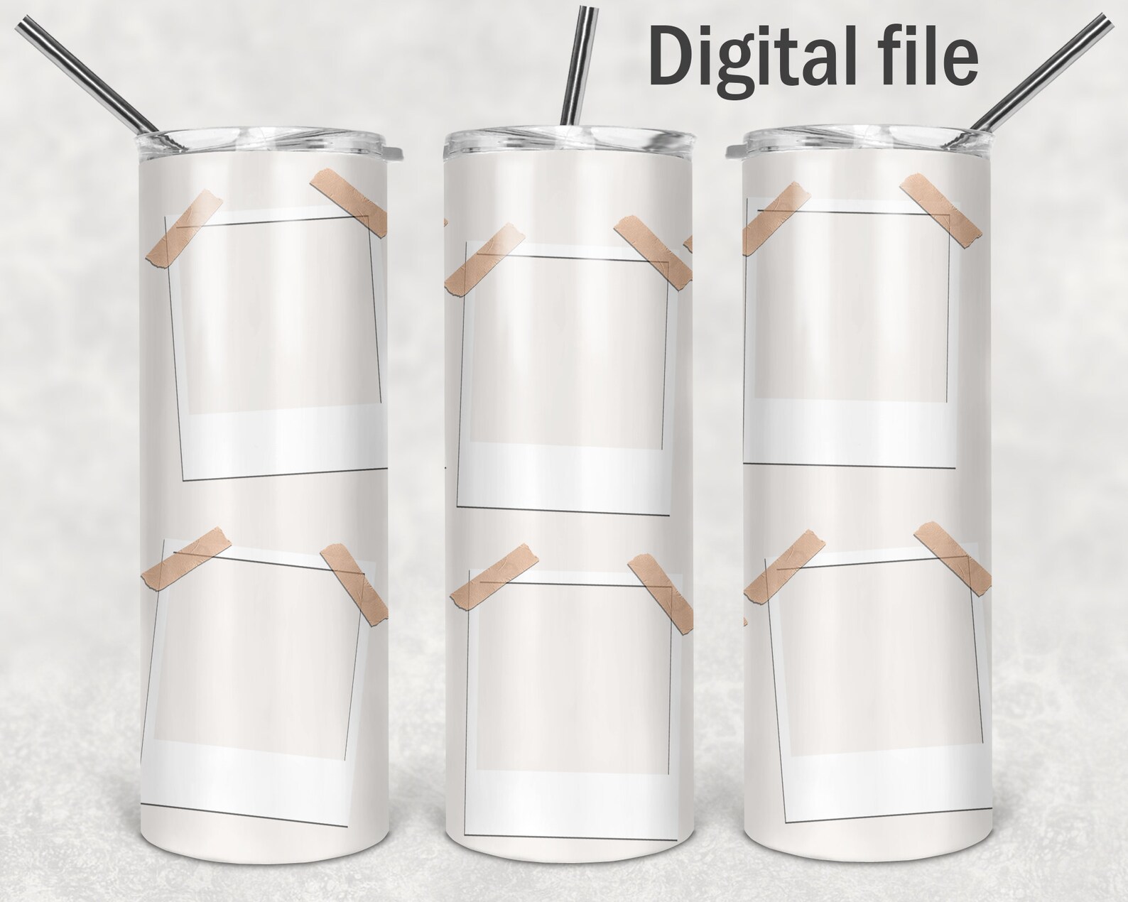 Blank tumbler template with photo collage set Png file for Etsy