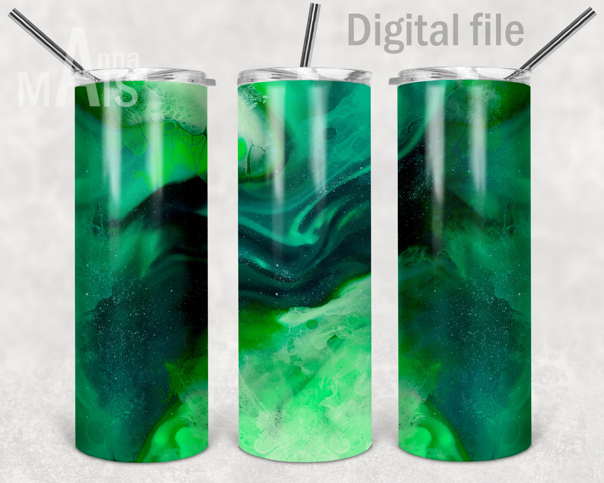 Green tumbler template with 3 photo Png file for sublimation Etsy