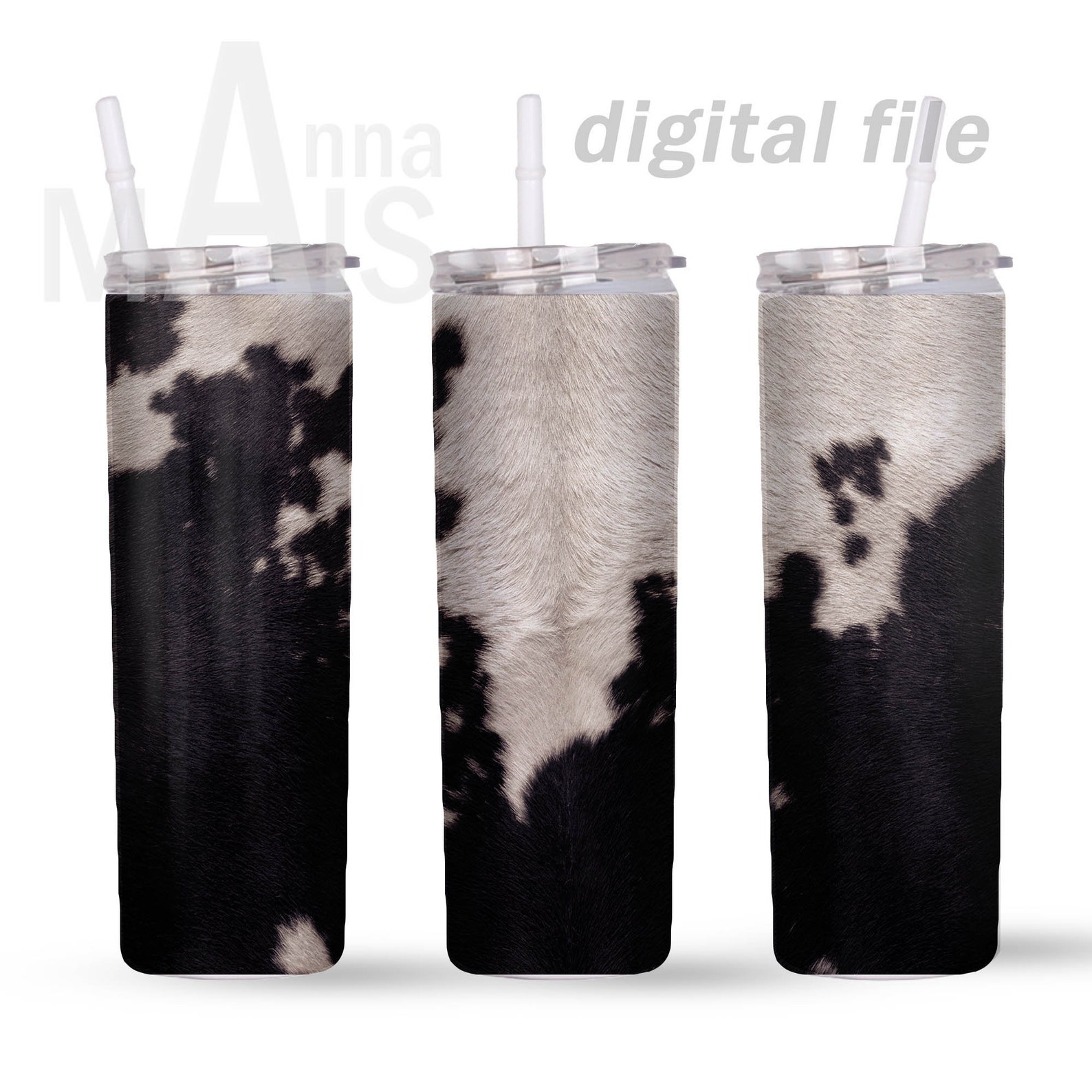 Skinny tumbler designs Black and white cowhide Western Etsy