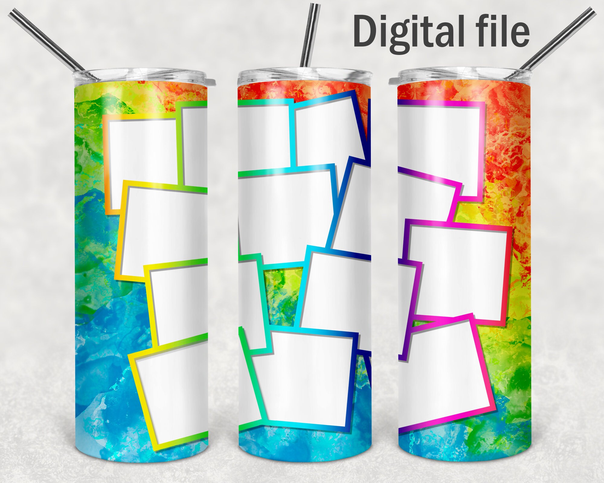 Photo Tumbler Template With 10 Picture Sublimation Designs For Etsy