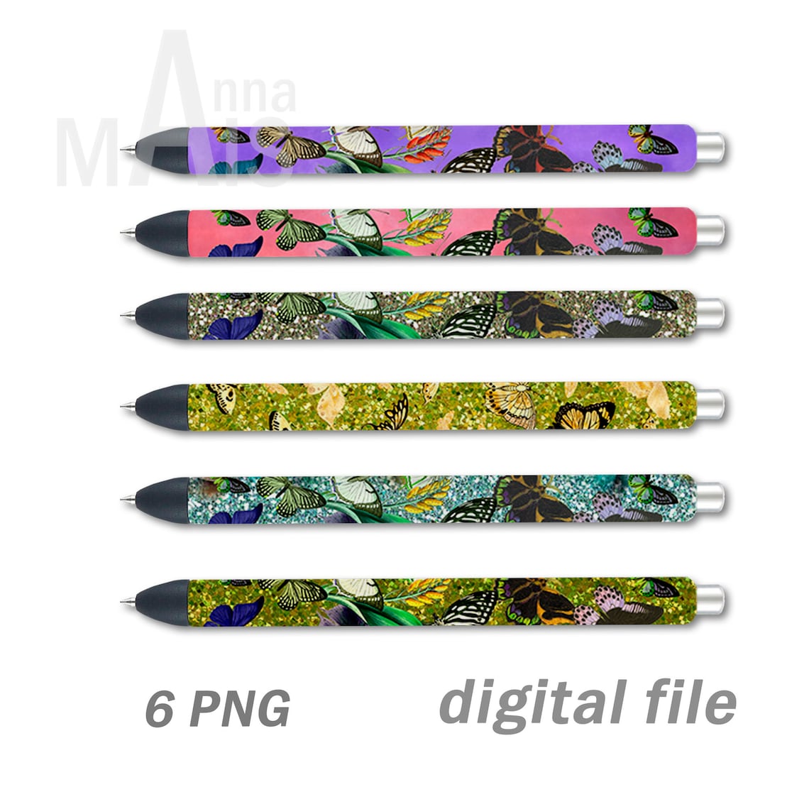 Pen wraps digital set of 6 Png file for sublimation designs Etsy