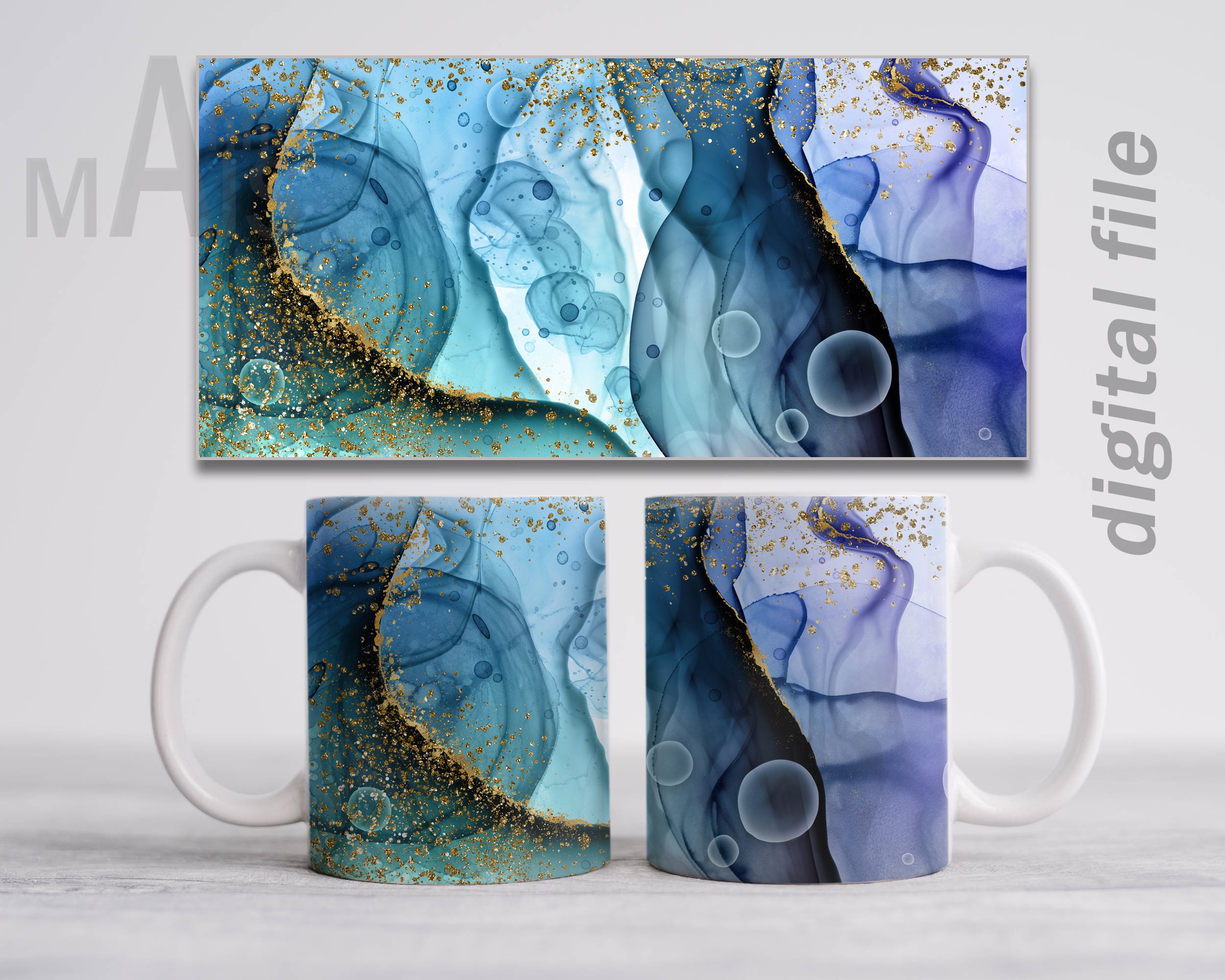 Coffee cup png file for sublimation designs Blue and purple Etsy