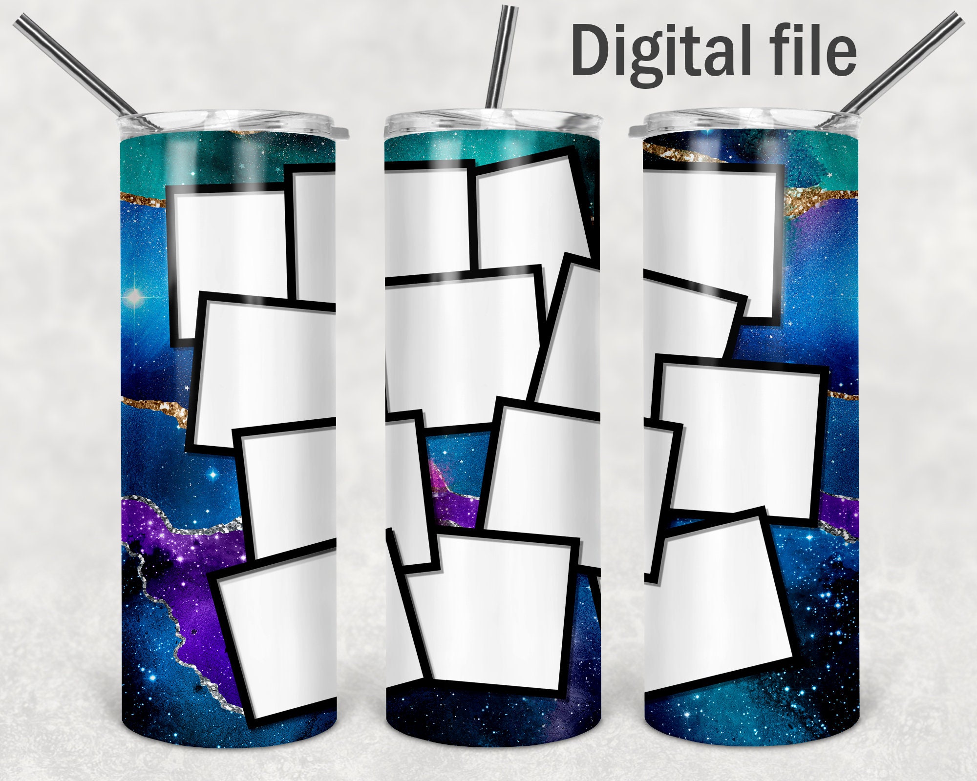 Tumbler wrap template with photo collage Seamless pattern 3 Etsy