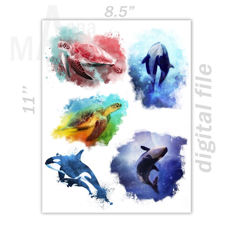 Water slide decals for tumblers downloads Full Sheet Sea Etsy