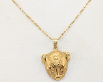 Sekhmet goddess necklace Sterling Silver gold plated Egyptian jewelry handmade pendant mythology Egypt gift