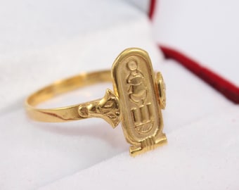 Toetanchamon Ring met Hiëroglifische Naam Sterling Zilver Egyptische Sieraden Handgemaakt Mythologische Faraonische Egypte Zilveren Cadeau