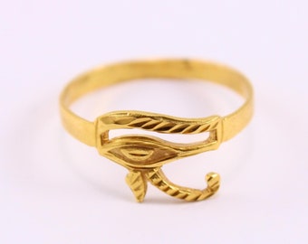 Eye Of Horus 18K Gold Ring | handmade Ra ring | Egyptian udjat Jewelry | Pharaonic protection ring | sacred geometry jewelry 1.5 Gr