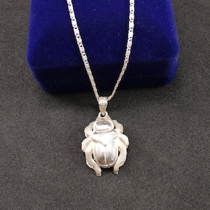 Egyptian Jewelry Scarab Necklace Sterling Silver Scarab Pendant Silver Scarab Jewelry Handmade Pharaonic Symbols Scarab Beetle Necklace gift