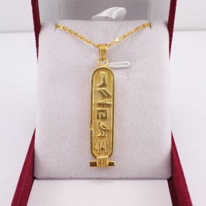 Personalized Cartouche Pendnat Egyptian jewelry, sterling silver Gold plated Cartouche Your name in hieroglyphic, English or Arabic