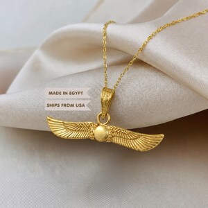 Winged solar disk Sterling Silver necklace | wing sun god Pendant handmade Egyptian Jewelry gift