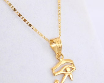 Eye of Horus Necklace 18K Gold | Egyptian Jewelry Handmade Necklace evil eye pendant mythology jewelry evil eye necklace Horus charm gift