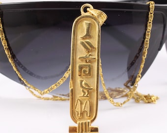 Personalized Cartouche Name Necklace Sterling Silver Gold Plated Egyptian Jewelry gift Hieroglyphic English Arabic
