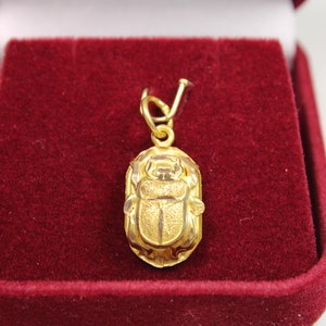 Egyptische Scarab Gold 18K DUBBELZIJDE gestempelde faraonische geelgouden hanger 1,4 Gr