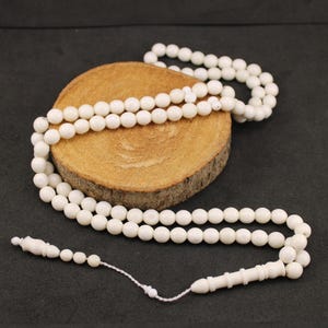 White Camel Bone Misbaha Prayer Beads 33 Beads Islamic Rosary Islamic Jewelry Natural Bone worry beads Muslim gifts tasbih - سبحة عضم جمل
