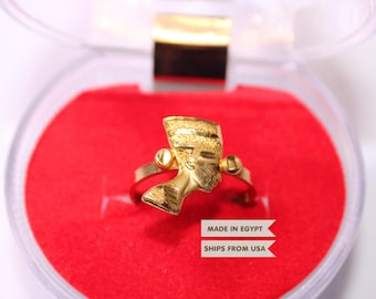 18K Gold Nefertiti ring | handmade Egyptian jewelry | Queen Nefertiti charm | symbolic pharaonic ancient Egypt gift