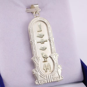 Cartouche Lotus Slang Gepersonaliseerde Zilveren Ketting Egyptische Sieraden Alfabet Cartouche Uw Namen in Hiërogliefen, Engels of Arabisch