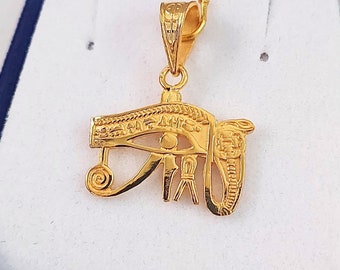 Eye of Horus + Snake 18K gold Pendant handmade jewelry Egyptian jewelry evil eye pendant mythology jewelry evil eye necklace Horus charm 3Gr