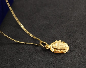 Elegant Egyptian Scarab Pendant Gold 18K Stamped Pharaonic real Gold Egyptian necklace ancient Egyptian Jewelry beetle necklace 0.8 Gr
