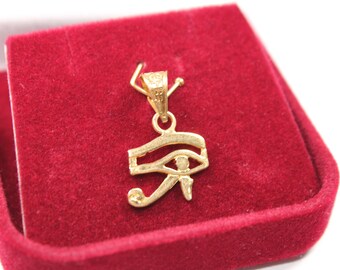Unique 10k Rose Gold Egyptian White Eye of Horus Pendant Necklace Unique 10k Rose Gold Egyptian White Eye of Horus Pendant Necklace
