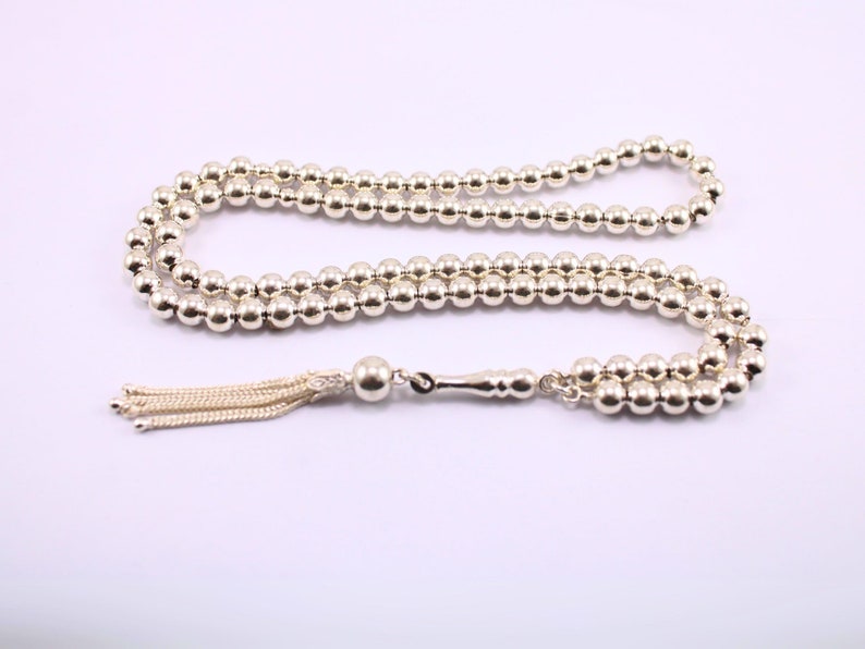 Silver Round Prayer Beads 99 Beads Sterling Silver Prayer Beads Silver