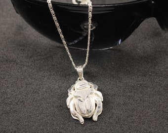 Scarab Necklace Egyptian Jewelry Sterling Silver Beetle bug Pendant Pharaonic symbols gift Double Sided