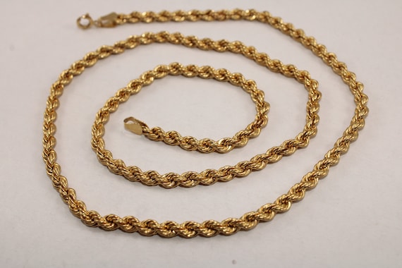 Egyptian Rope Chain 18K Yellow Gold Stamped Necklace Nice 3.8 MM 24 L Etsy Canada