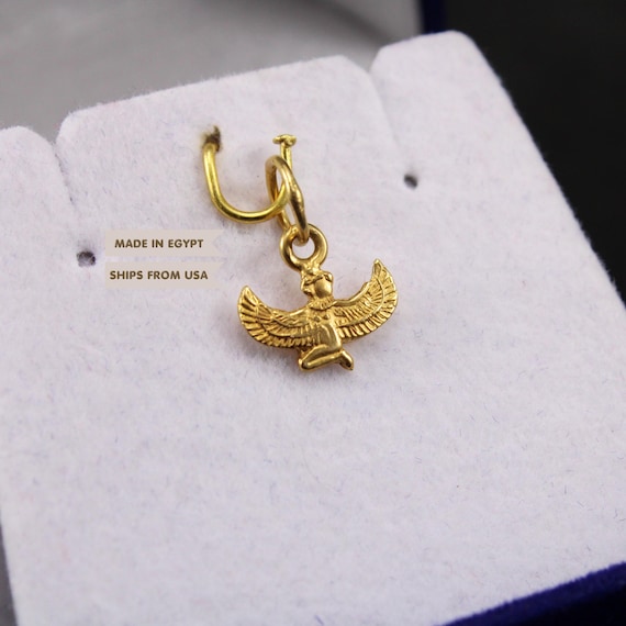 Goddess Isis wings 18K Gold Pendant | Egyptian Handmade winged Isis jewelry | divine symbolic necklace | ancient Egypt mythology gift