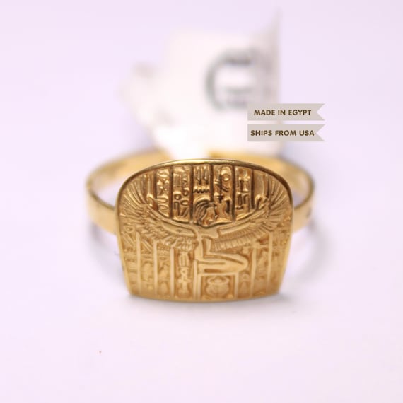 Goddess Isis wings 18K Gold Ring | Egyptian winged Isis Jewelry | Handmade symbolic mythology divine ring | pharaonic ancient Egypt gift