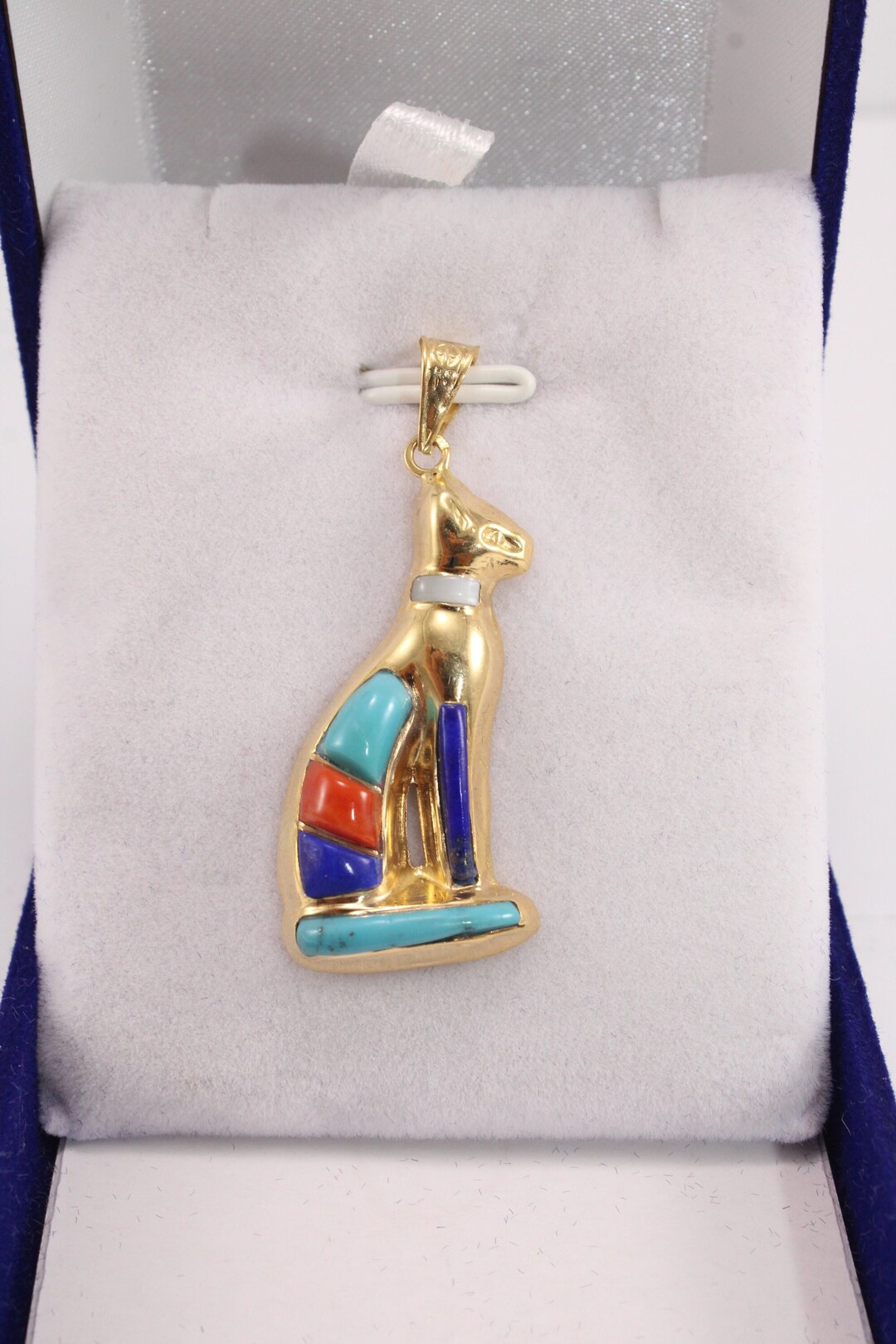 Cat Goddess 18K Gold Pendant Egyptian Jewelry Handmade Egyptian Goddess