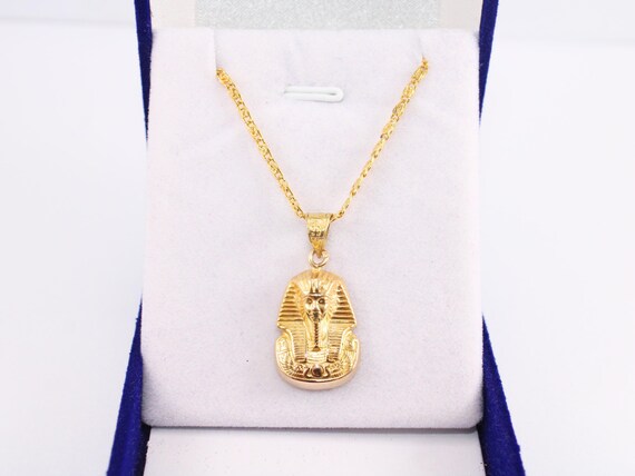 king Tut pendant Eye of Horus chain 18K Gold necklace Egyptian Jewelry Handmade Necklace mythology jewelry pharaonic ancient Egypt necklace