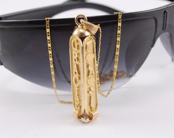 Pendant Cartouche Personalized Egyptian jewelry, 3 favorite names in hieroglyphic, English or Arabic,on 3 sides 18k Real gold