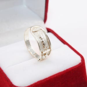 Aangepaste Cartouche Ring Sterling Zilver Egyptische Sieraden maatwerk balkring schrijf je naam in Hiërogliefen, Engels of Arabisch 6 Letter