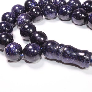Islamic Prayer Beads 33 Shiny Dark Blue Star Stone Tasbih-Masbaha مسبحة حجر نجوم