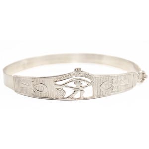 Eye of Horus + Ankh cross Bracelet Sterling Silver Egyptian jewelry evil eye Handmade charm