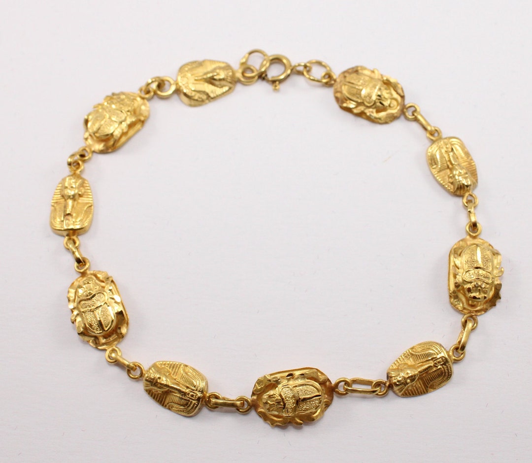 Gold Bracelets Egyptian Jewelry Egyptian 18K Gold Stamped Pretty